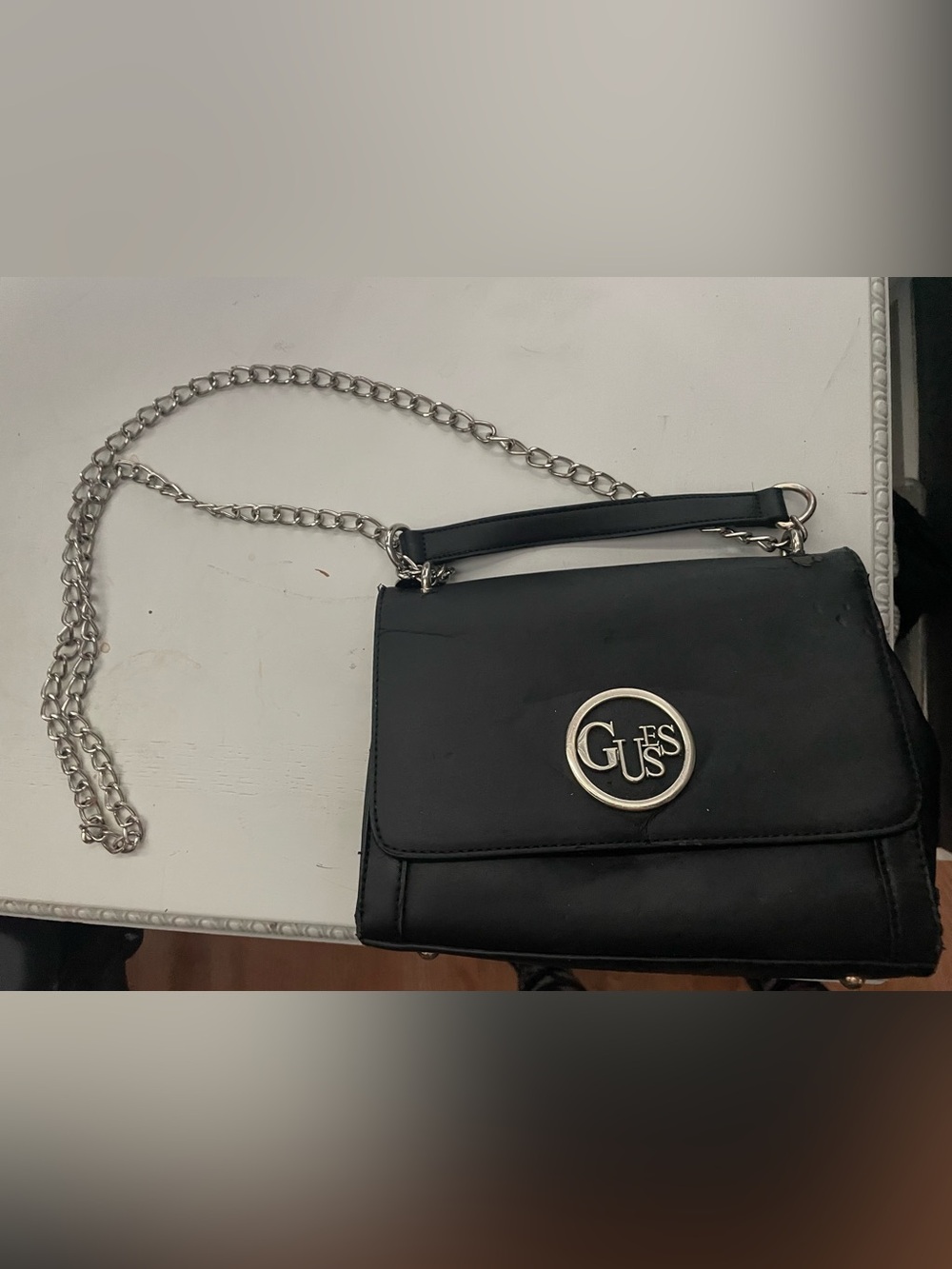 GUESS Black Crossbody with Silver Logo